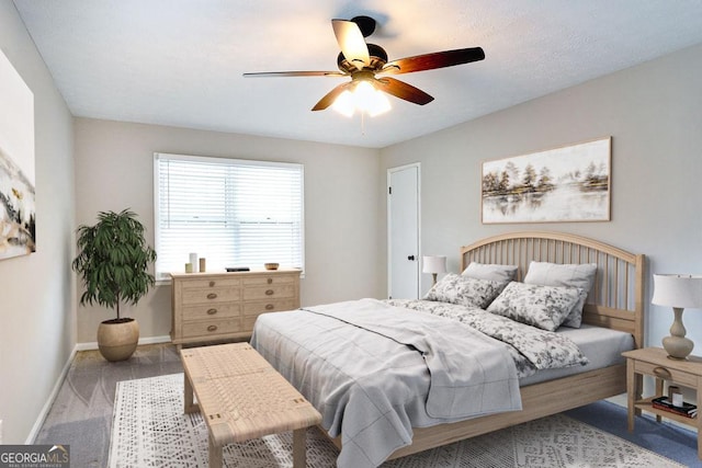 bedroom featuring ceiling fan