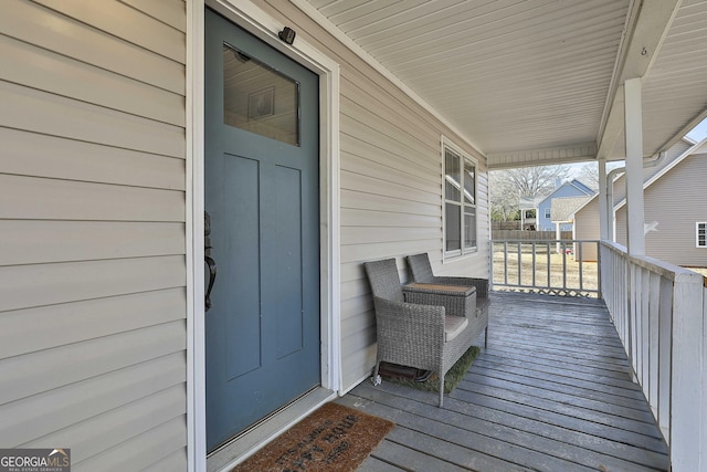 wooden deck with covered porch