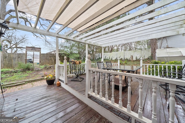 wooden terrace featuring a pergola