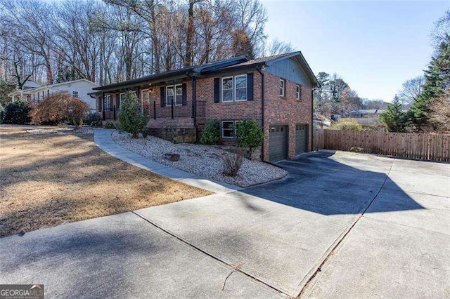 exterior space with a garage