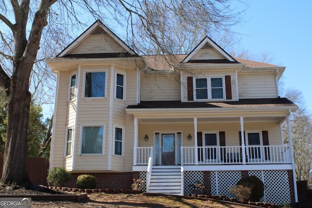 view of front of home with covered porch