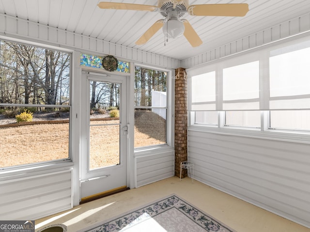 509 Carleton Pl, Locust Grove, GA 30248 - unfurnished sunroom featuring a ceiling fan and healthy amount of natural light
