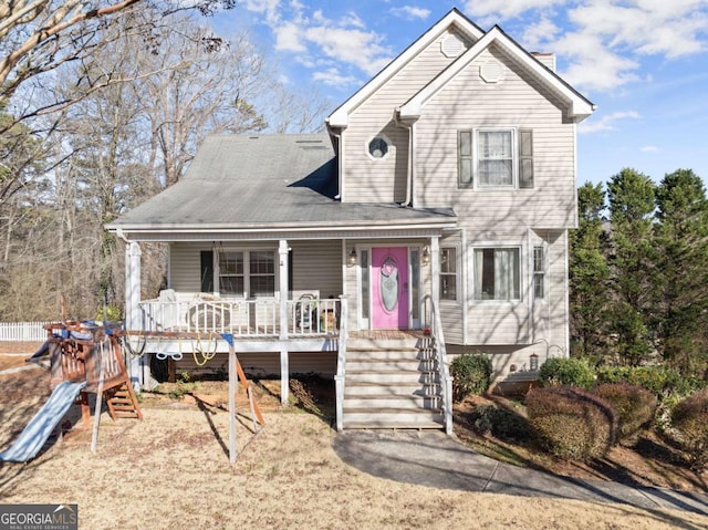 view of front facade with covered porch