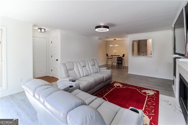 living room with wood-type flooring