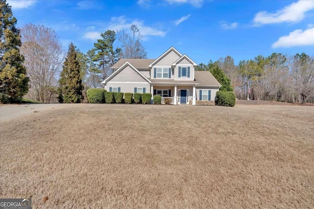 view of front of home with a front lawn