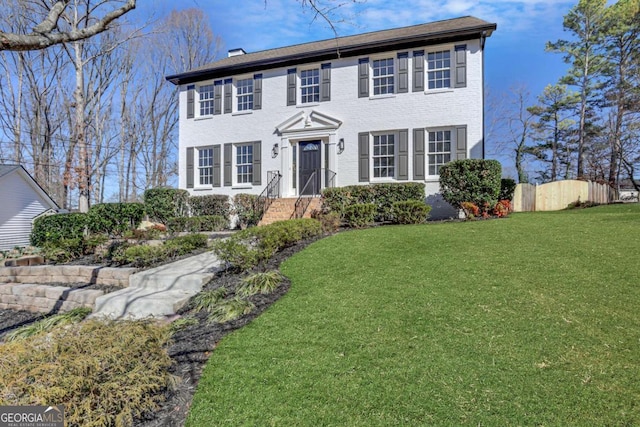 colonial house with a front lawn