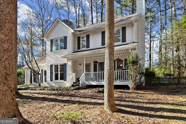 front of property with a porch