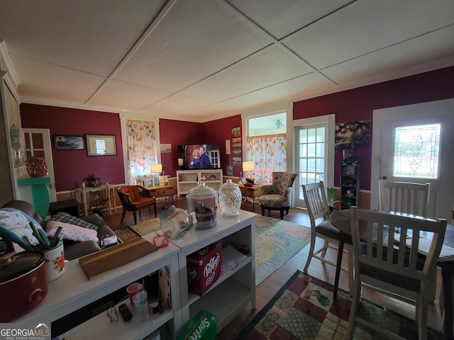 living room with hardwood / wood-style floors