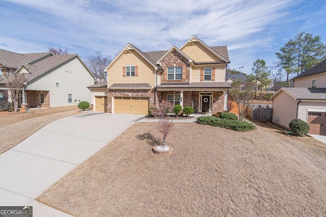 craftsman house with a garage and a porch