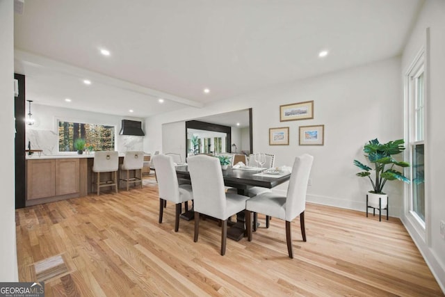 dining area featuring light hardwood / wood-style flooring