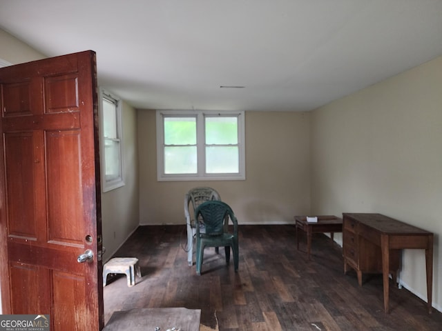 sitting room featuring dark hardwood / wood-style floors