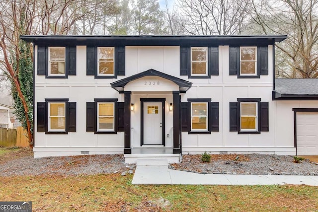 view of front facade featuring a garage