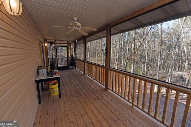 deck featuring ceiling fan