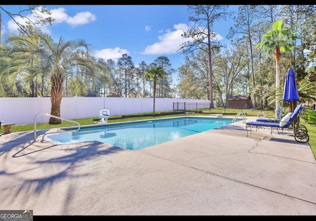 view of pool featuring a patio