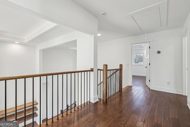 corridor featuring dark hardwood / wood-style floors