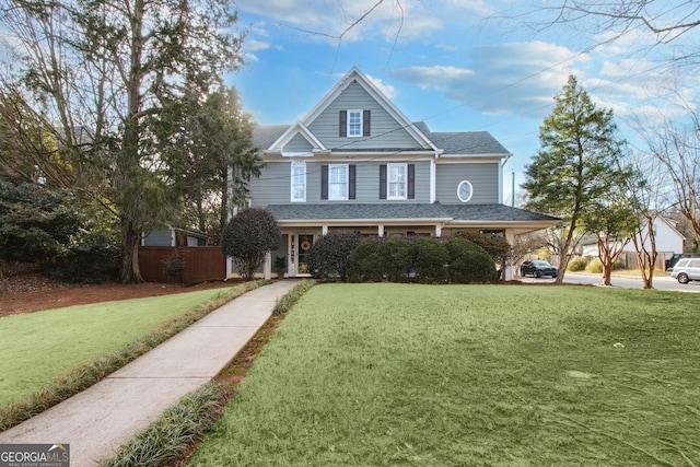 view of front facade featuring a front lawn