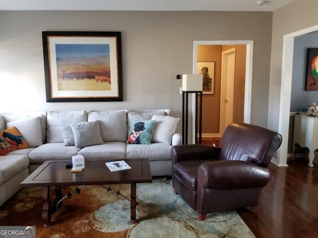 living room with hardwood / wood-style floors