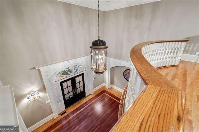 3201 Hobsons Ridge Trl NW, Acworth, GA 30101 - entrance foyer with wood finished floors and ornamental molding