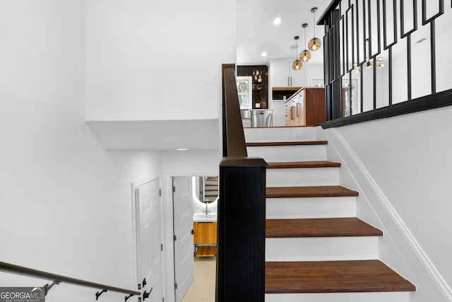 stairs with recessed lighting