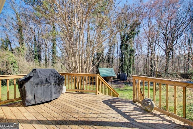 deck featuring area for grilling