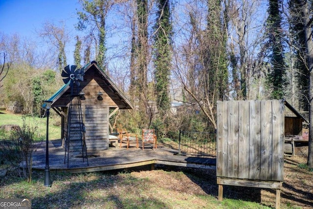 view of yard featuring a wooden deck