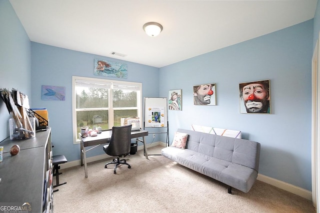 office area featuring carpet flooring