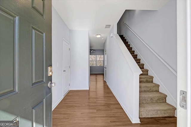 foyer with hardwood / wood-style flooring