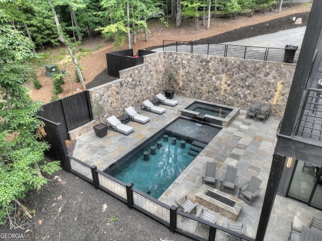 415 Green Ridge Trl, Blue Ridge, GA 30513 - view of pool featuring an in ground hot tub and a patio