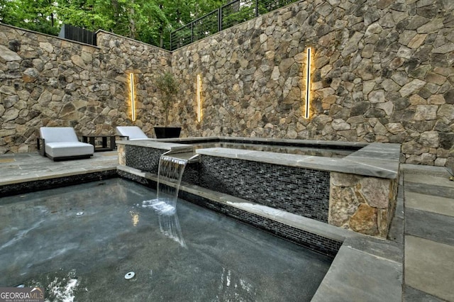 415 Green Ridge Trl, Blue Ridge, GA 30513 - exterior space featuring pool water feature and a patio area