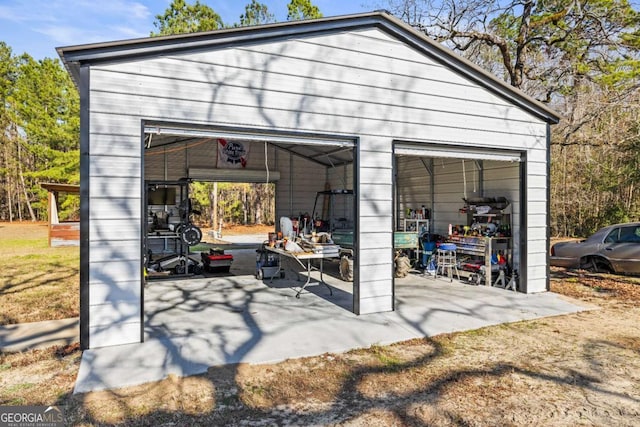 view of garage