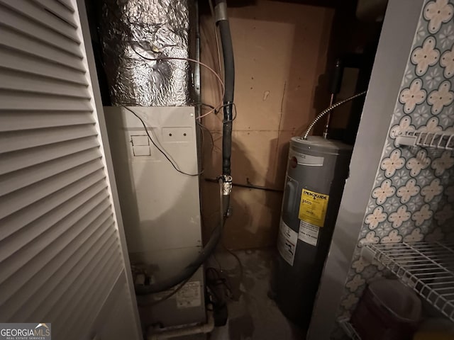 utility room with water heater