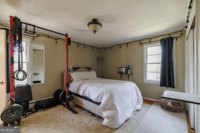 bedroom with a textured ceiling