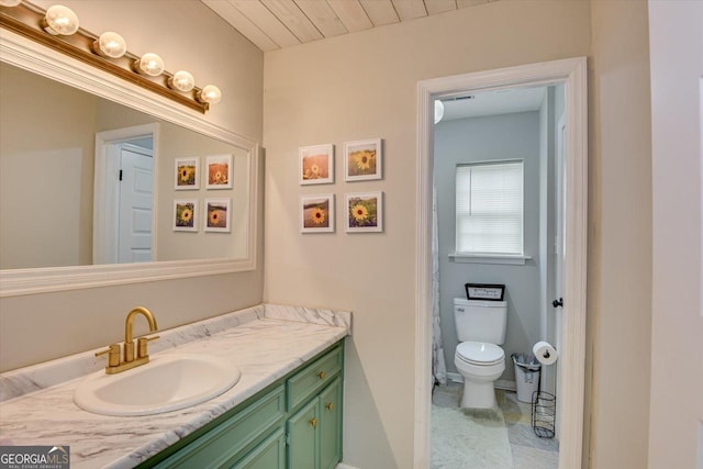 bathroom with toilet and vanity