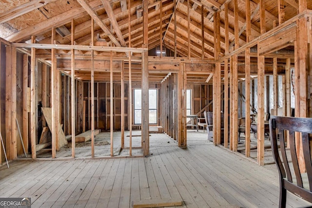 miscellaneous room featuring vaulted ceiling