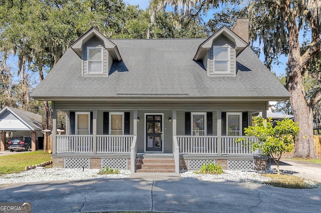 cape cod house with covered porch