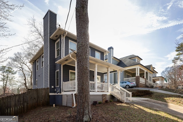 view of home's exterior featuring covered porch