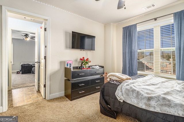 224 Jester Ct, Mcdonough, GA 30252 - bedroom with light colored carpet, baseboards, and visible vents