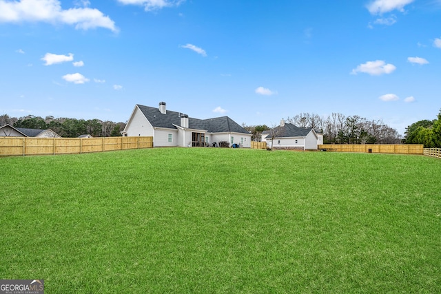 view of yard featuring a fenced backyard