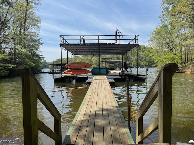 view of dock featuring a water view