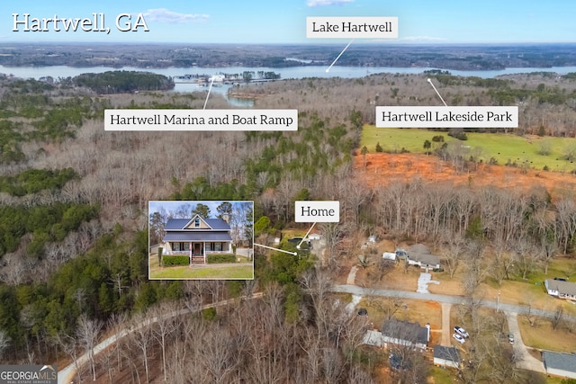 226 Idlewood Acres, Hartwell, GA 30643 - aerial view of property's location featuring a nearby body of water