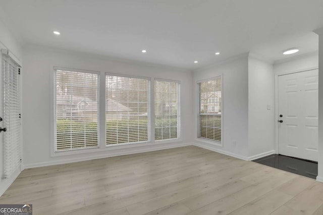 interior space with light hardwood / wood-style floors