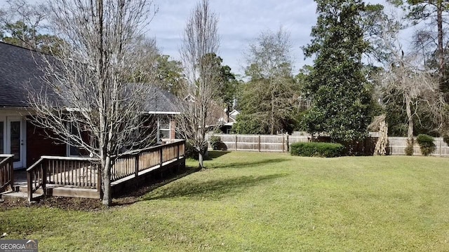 view of yard featuring a deck