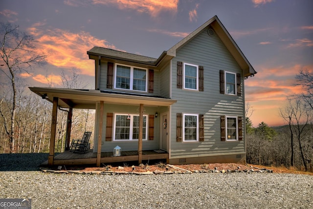 view of front of property featuring a porch