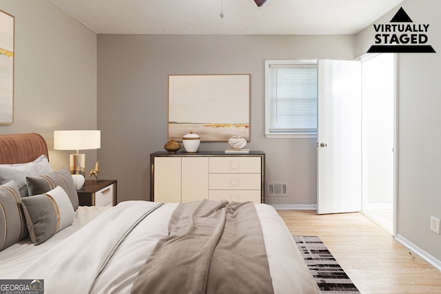 bedroom featuring light hardwood / wood-style floors