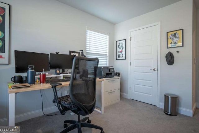 office with light colored carpet