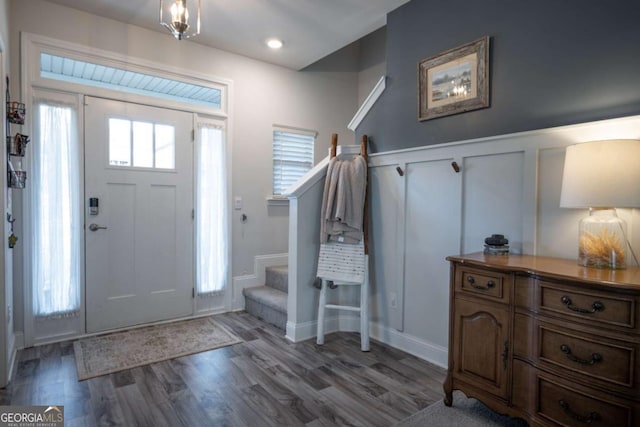 foyer featuring wood-type flooring