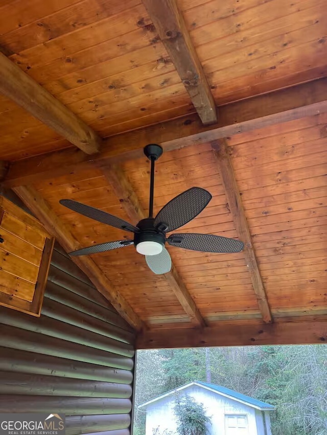 exterior details featuring ceiling fan