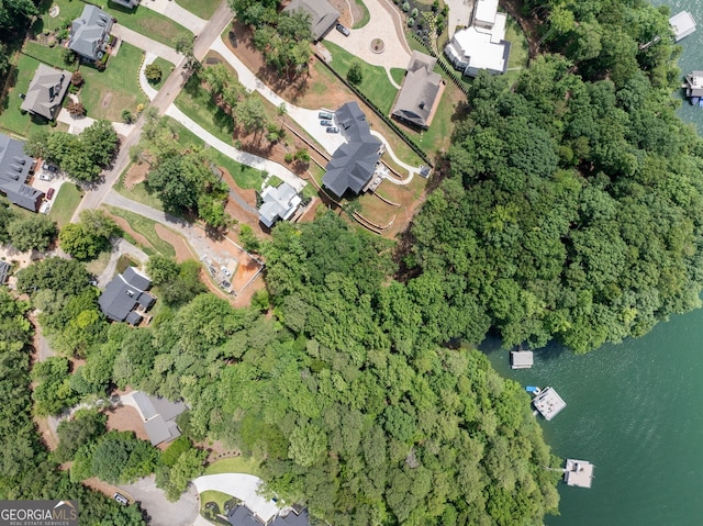 bird's eye view featuring a water view