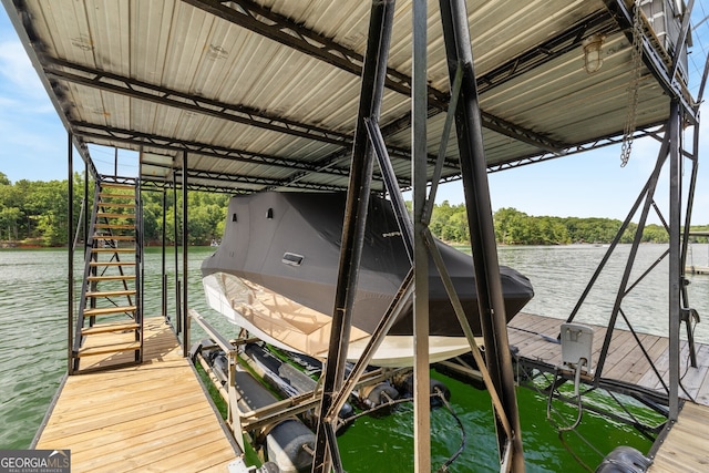 view of dock featuring a water view