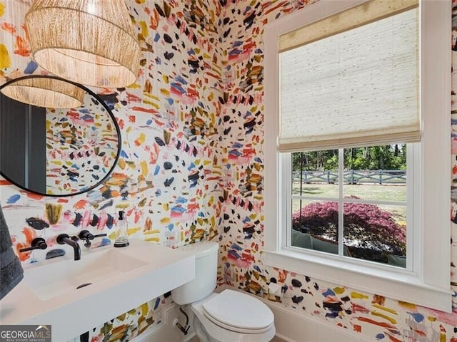 bathroom featuring sink and toilet